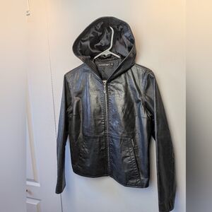 MACKAGE Vintage Early 2000 Y2K women Leather Jacket Black Size Medium Hoodie
